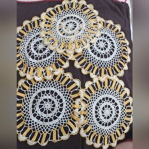Vintage 5 Hand Crocheted Doilies
